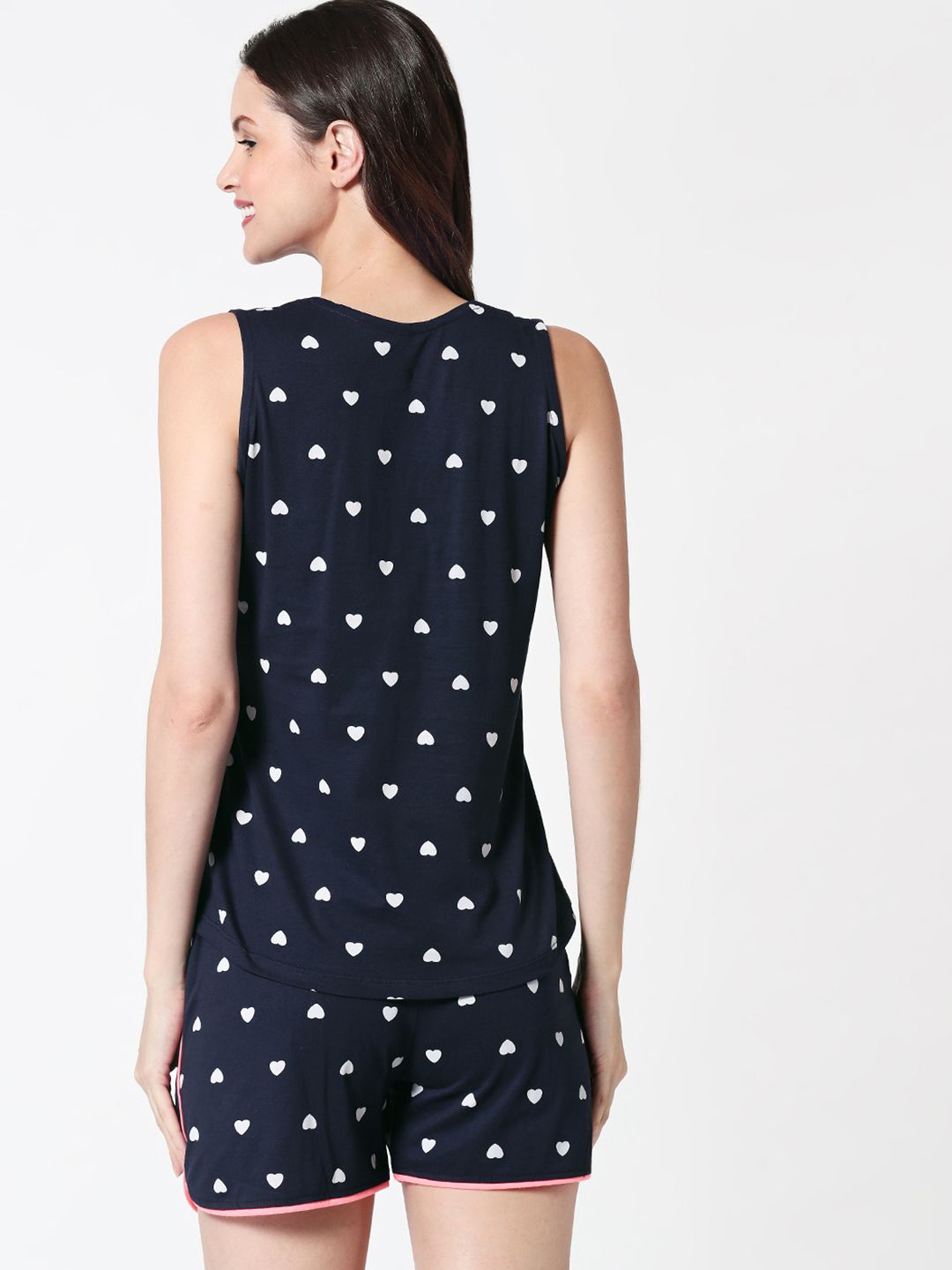 Women Navy & White Printed Night Suit 5