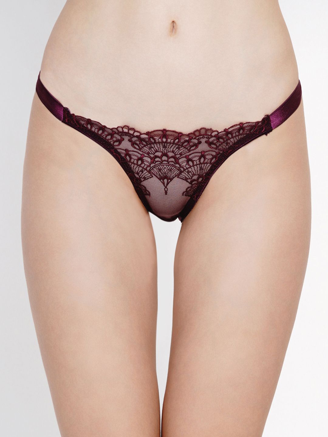 Aoba Women Purple Lace Self Design Low-Rise Thongs AIP-19E