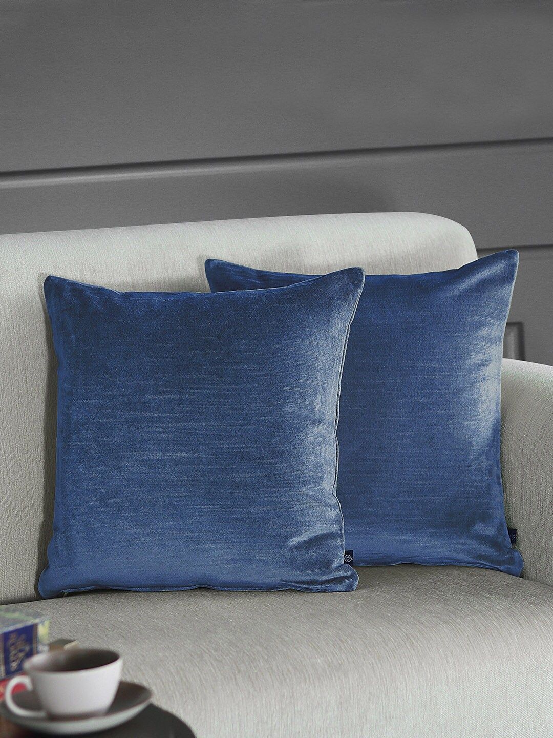 GM Blue Set of 2 Solid Square Cushion Covers