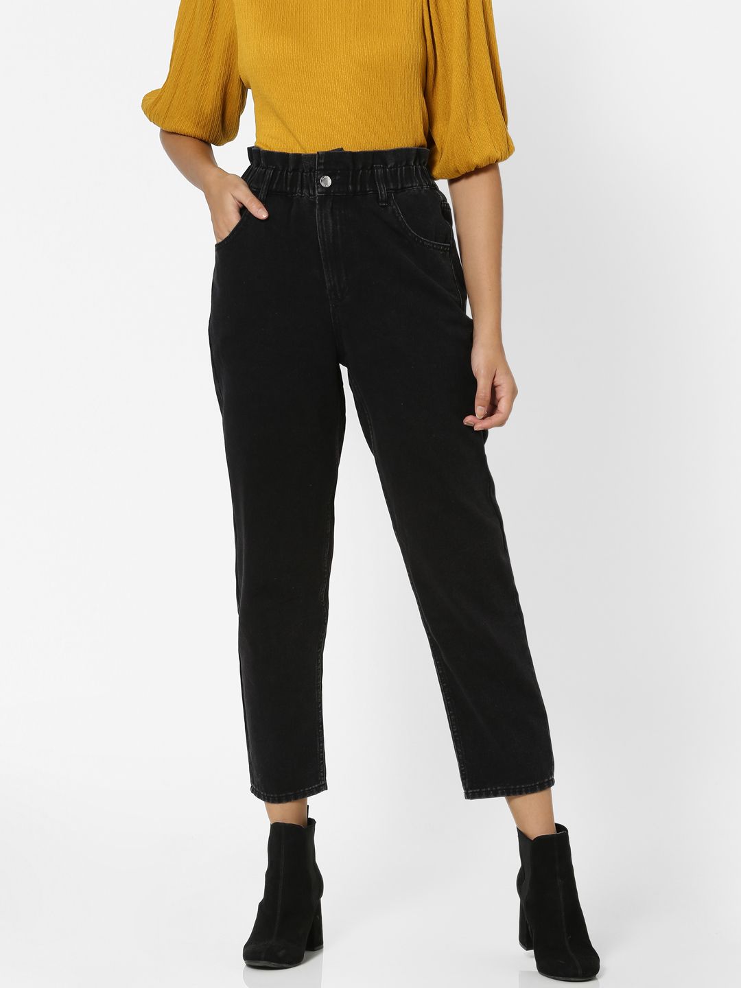 ONLY Women Black Relaxed Fit High-Rise Jeans