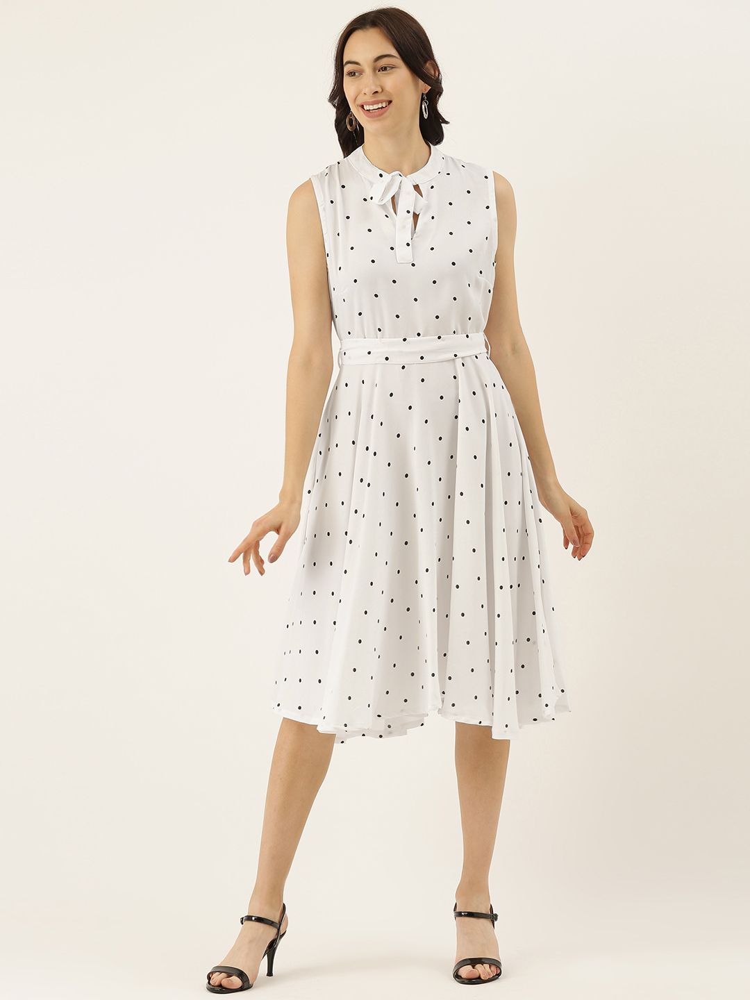 PINACOLADA Women White Printed Fit and Flare Dress