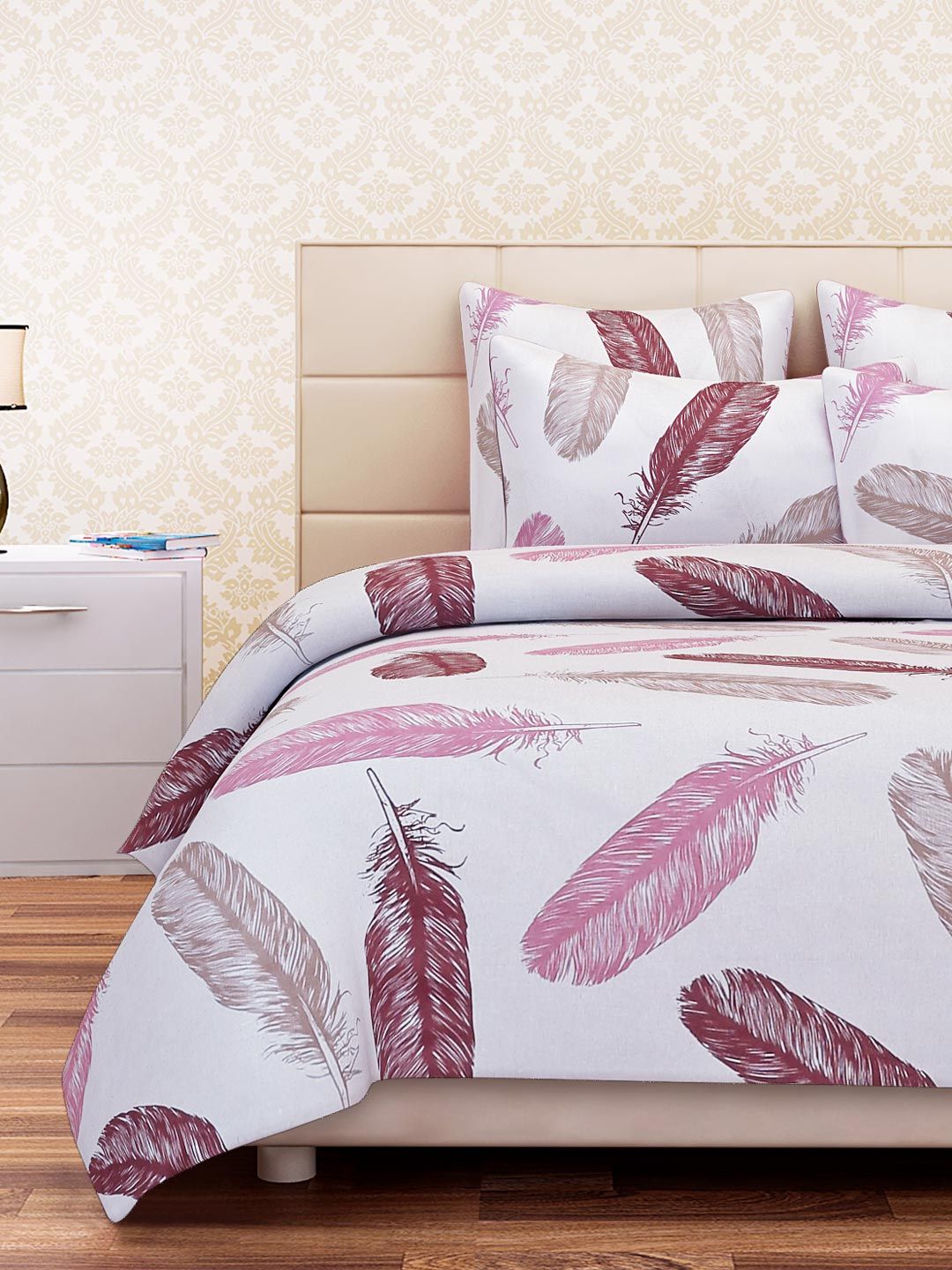 Buy SEJ By Nisha Gupta White 144 TC Double Queen Bedsheet With 2 Pillow Covers -  - Home for Unisex