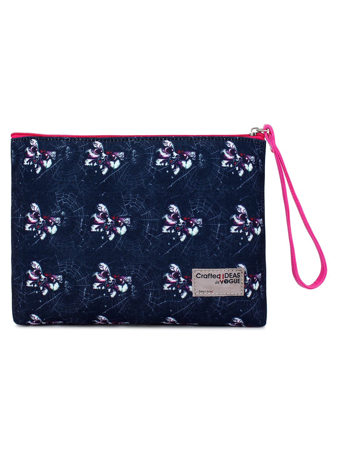 Spice Art Women Navy Blue & White Printed Travel Pouch