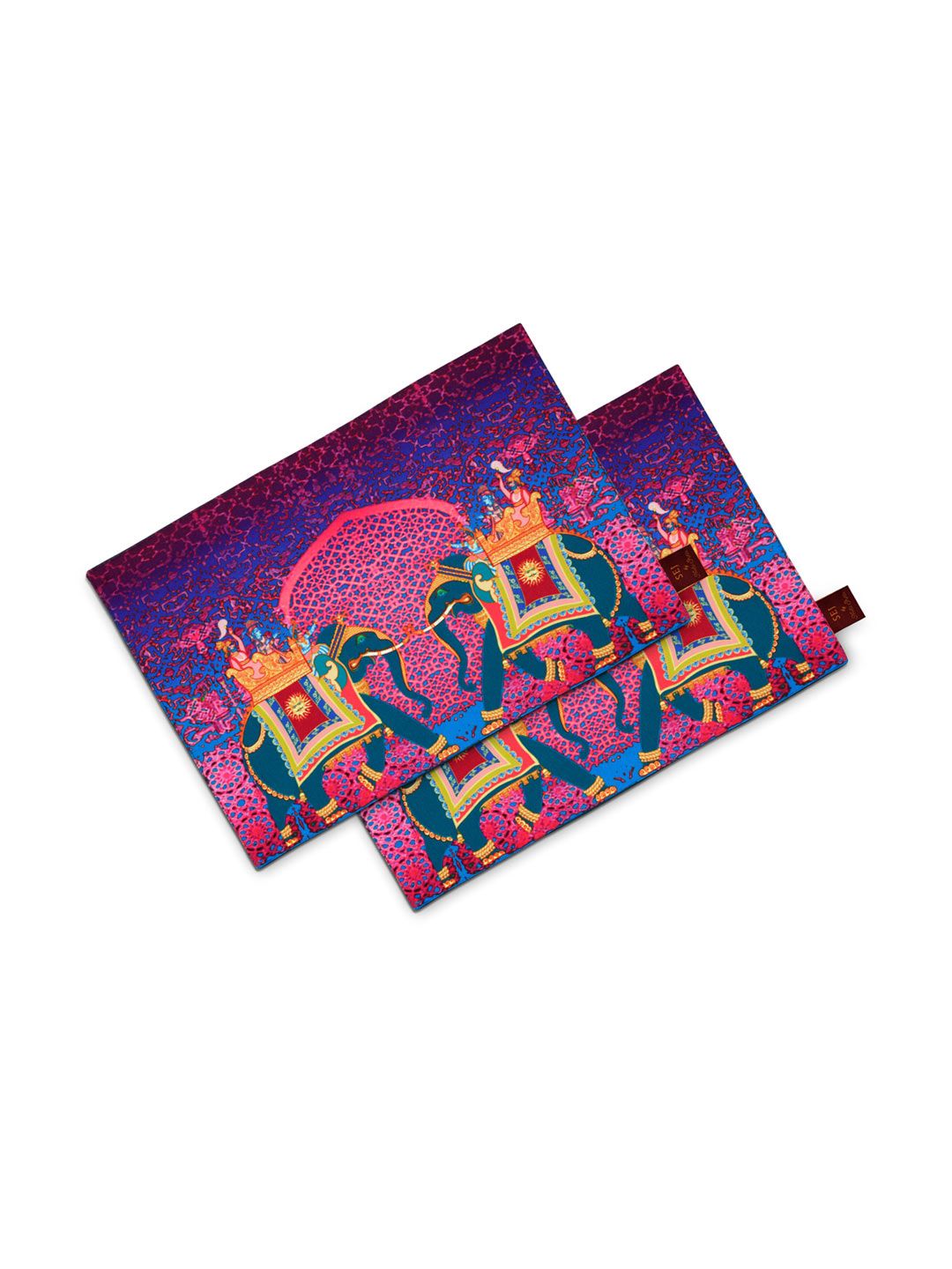 SEJ by Nisha Gupta Purple & Pink Set of 2 Printed Table Mats