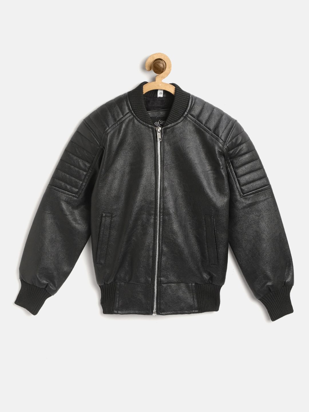 Leather Retail Boys Black Solid Lightweight Bomber Jacket