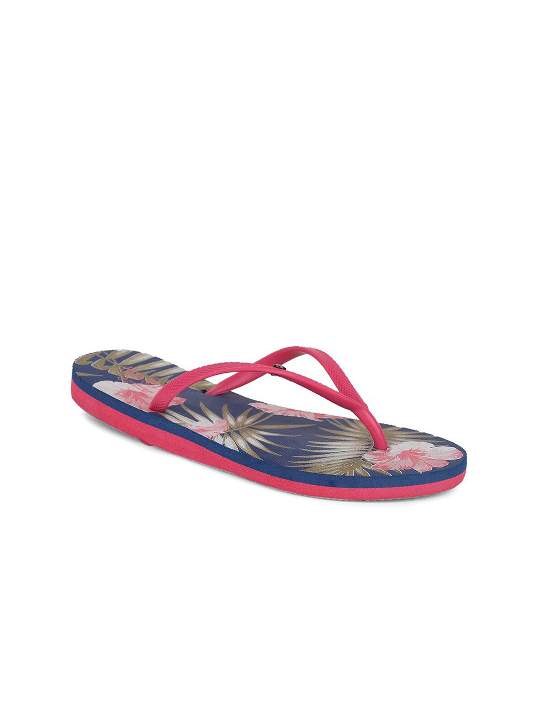 Bata Women Blue & Pink Printed Thong Flip-Flops