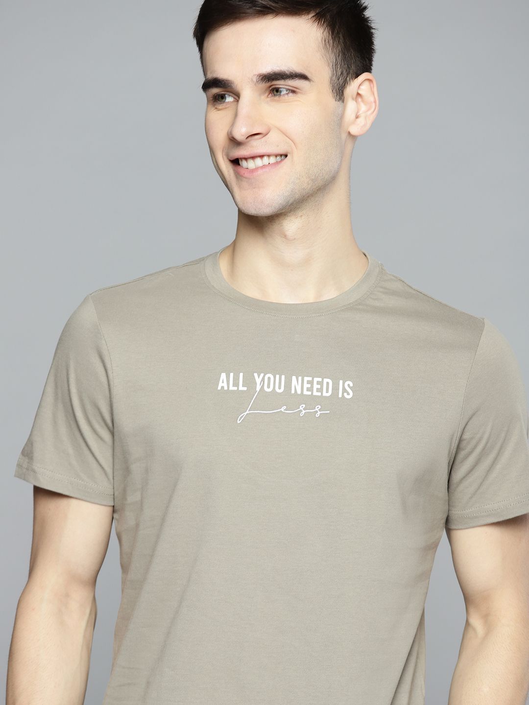 M&H Our Water Men Olive Green Pure Cotton Sustainable Typography Printed T-shirt