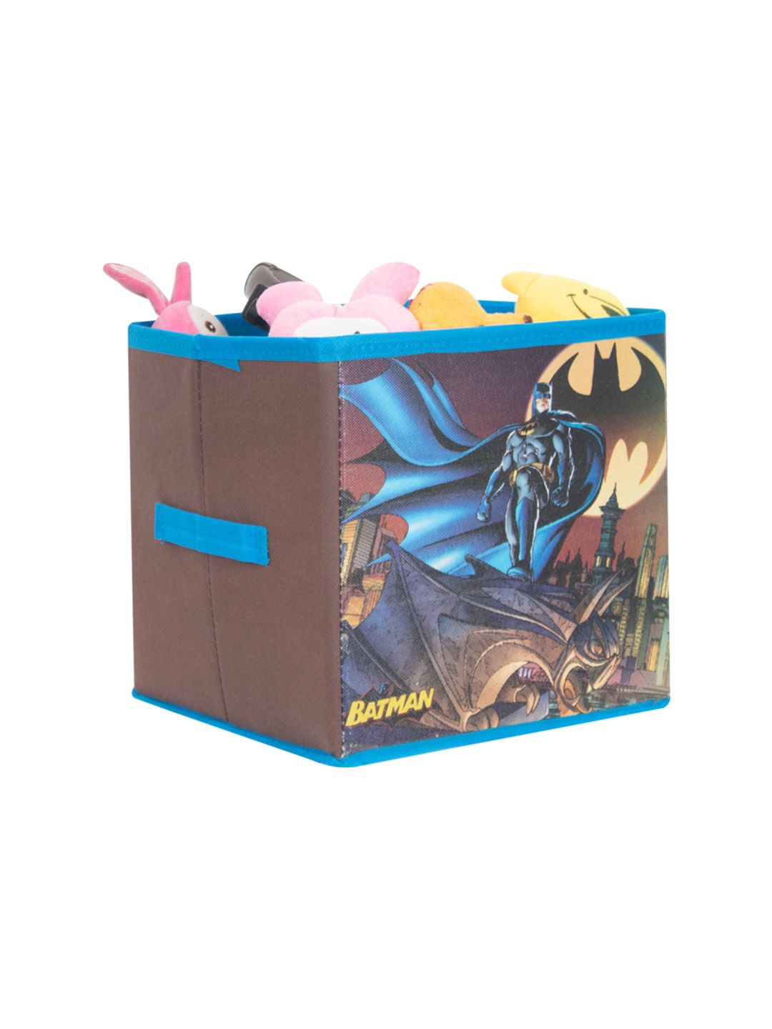 prettykrafts Kids Brown & Blue Batman Printed Foldable Toys Organizer Storage Box