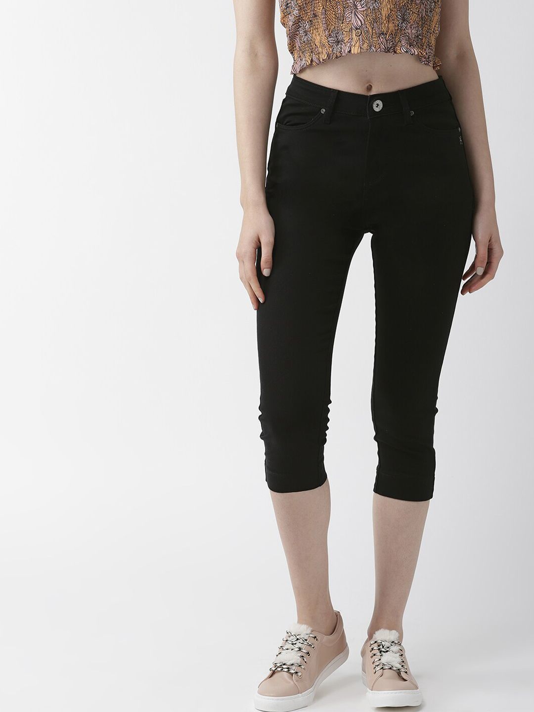 Xpose Women Black Solid Skinny Fit Capris