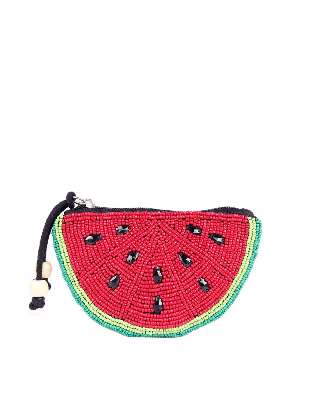 ASTRID Women Red & Black Embellished Half Moon Clutch