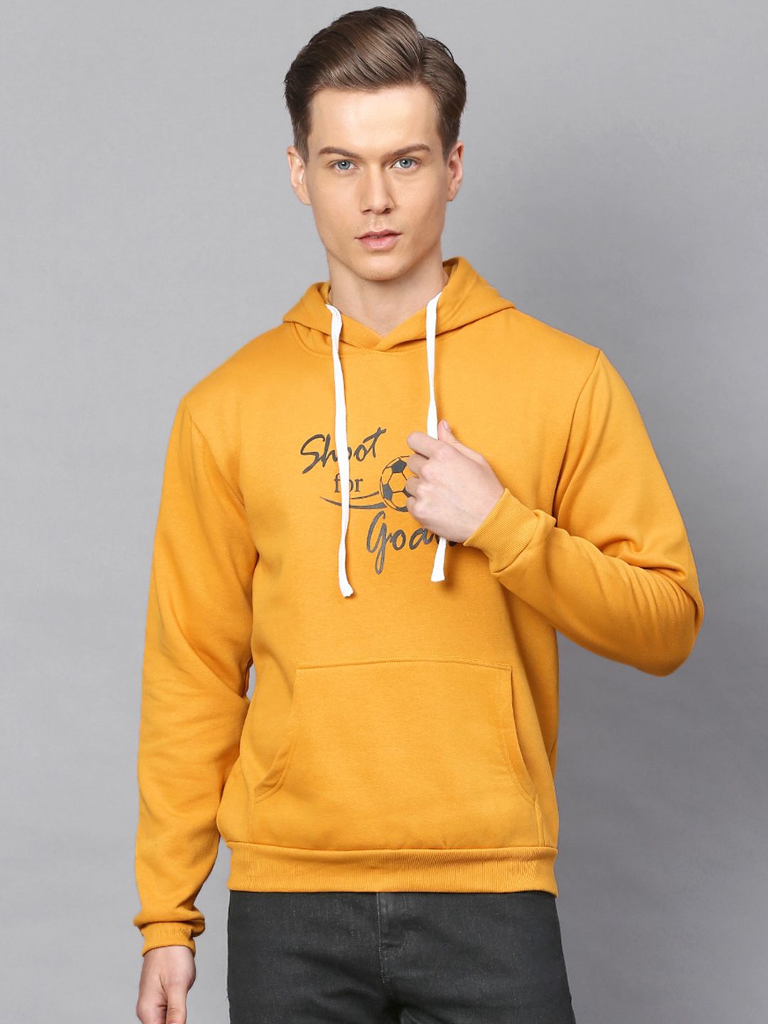 CAHOOT Men Mustard Typography Printed Sweatshirt
