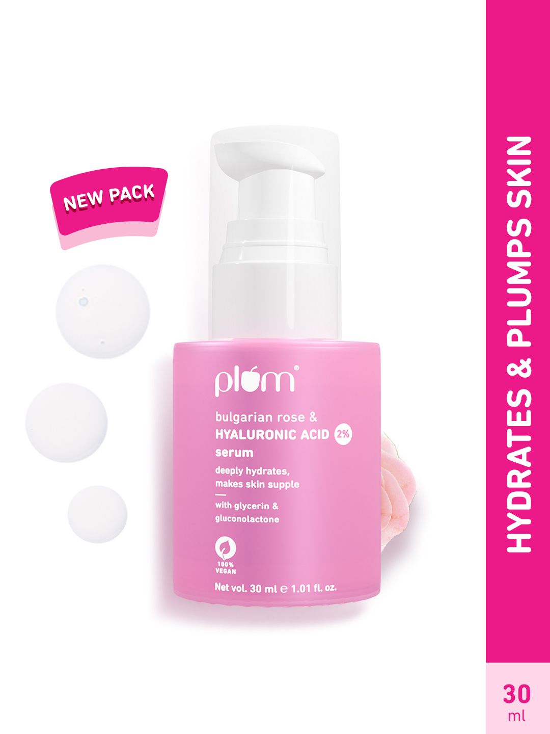 Buy Plum 2% Hyaluronic Acid Face Serum With Bulgarian Rose 30ml -  - Personal Care for Unisex