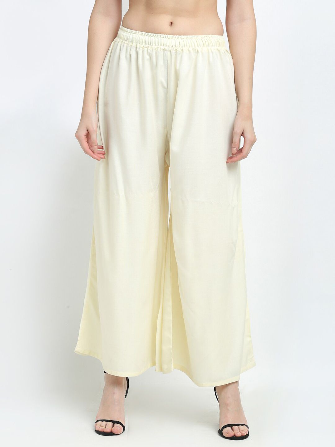 TAG 7 Women Cream-Coloured Flared Palazzos