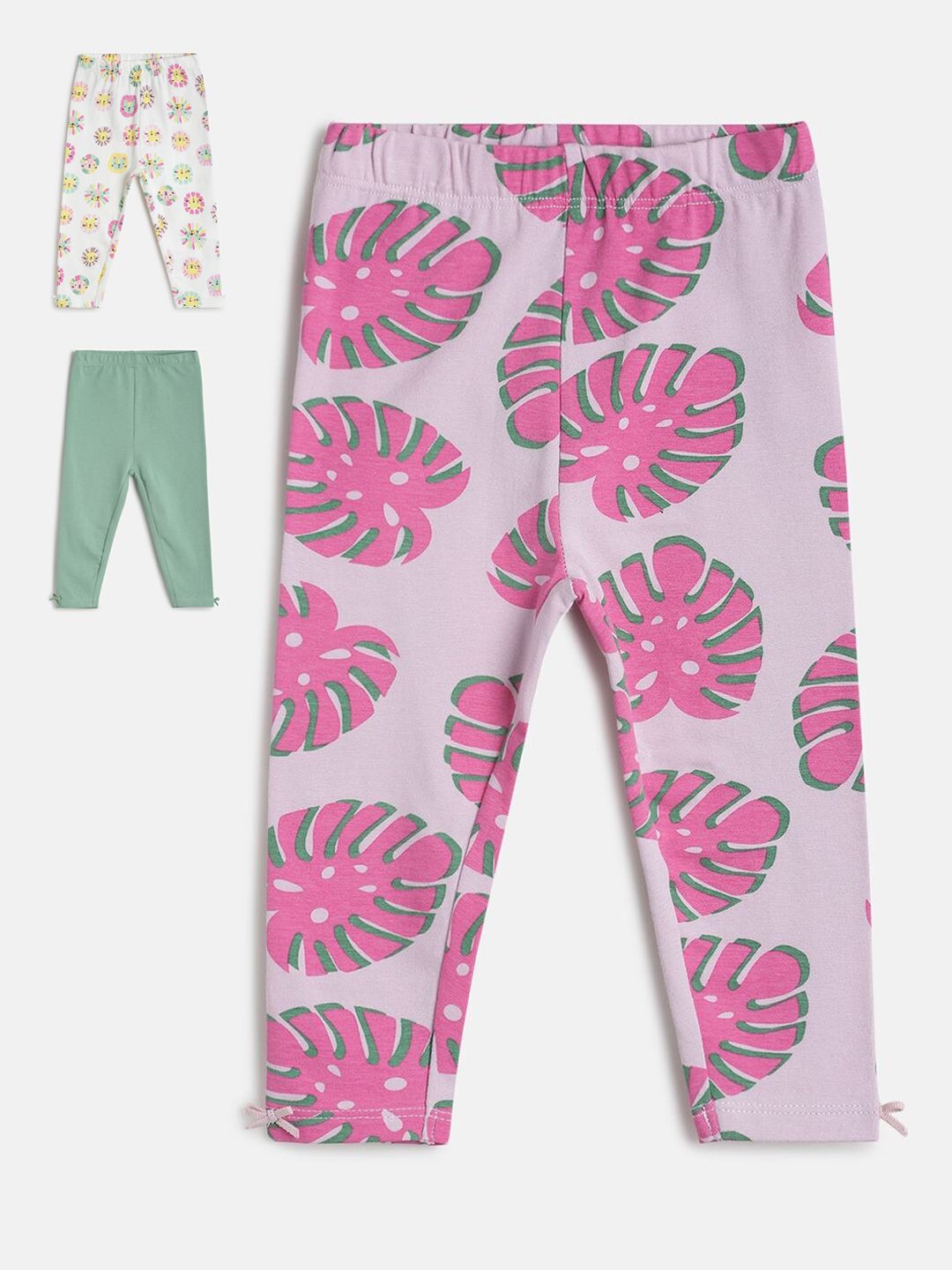 MINI KLUB Infant Girls Pack Of 3 Ankle-Length Leggings