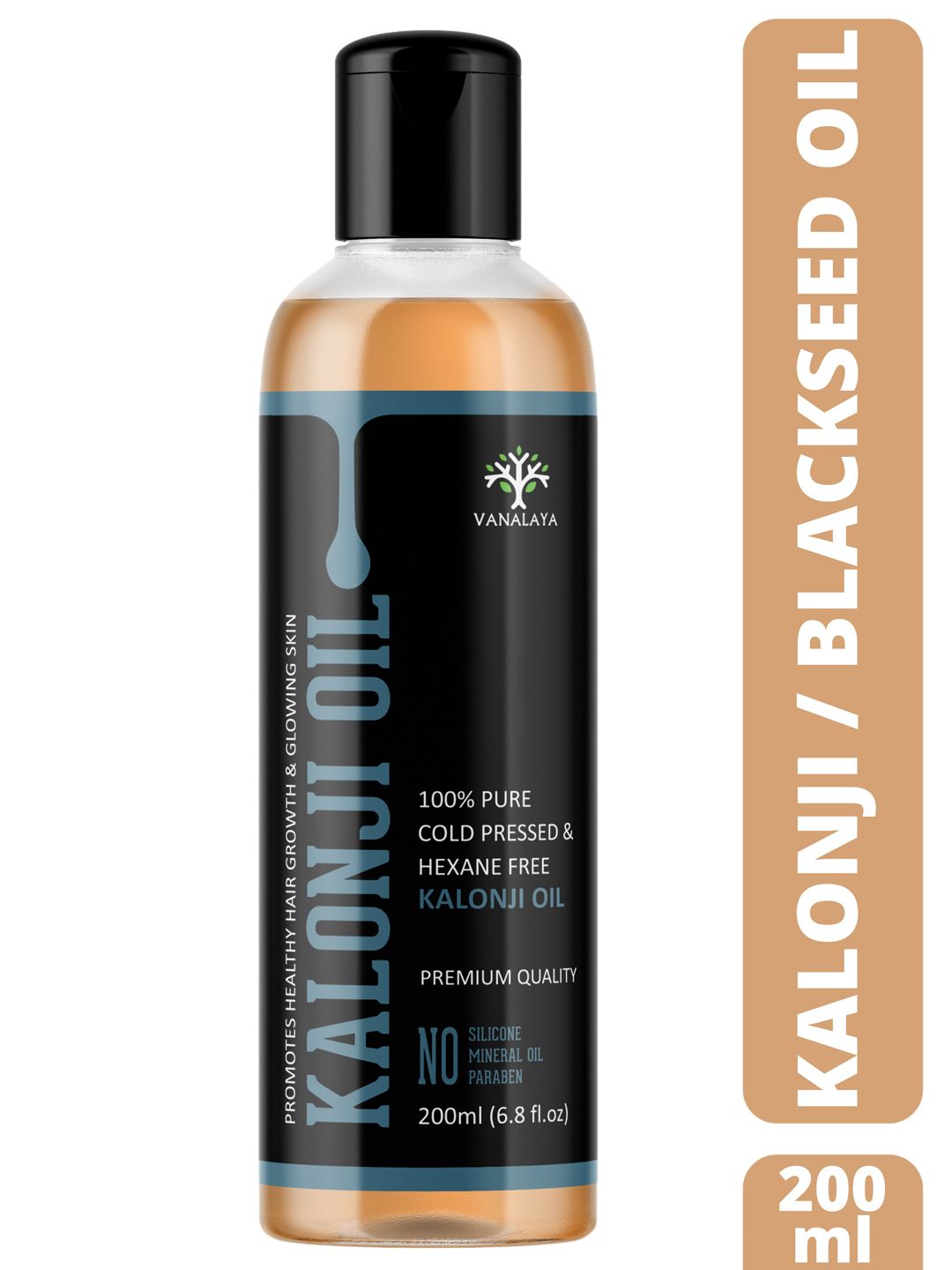 VANALAYA Cold Pressed Kalonji & Black Seed Oil For Hair Growth & Skin Health - 200 ml