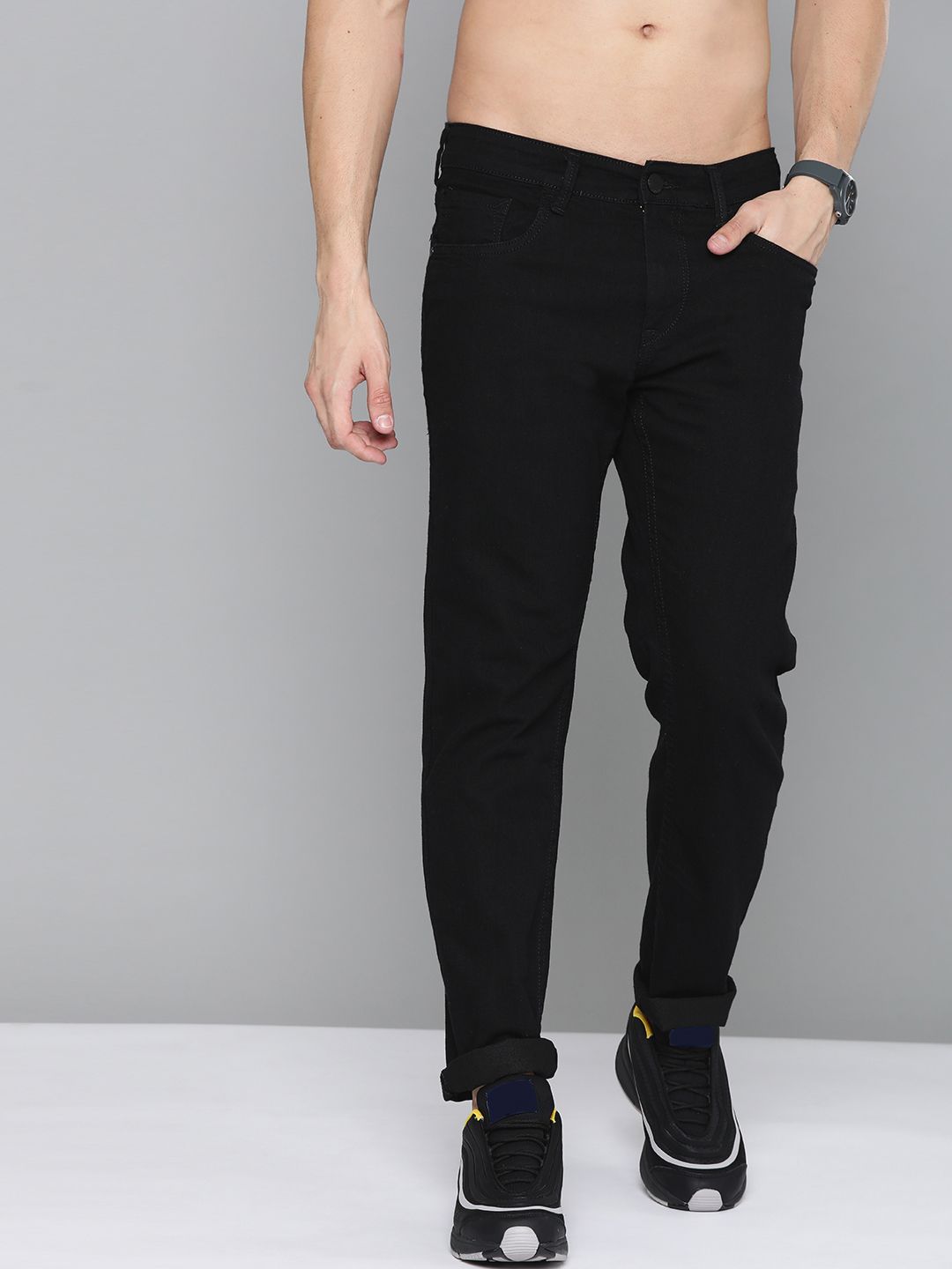 HERE&NOW Men Black Stretchable Jeans