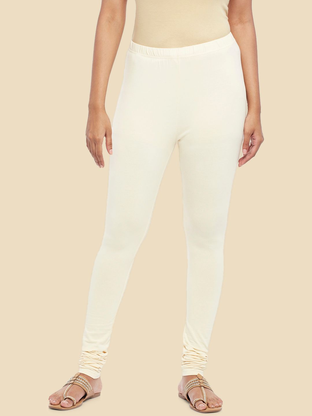 RANGMANCH BY PANTALOONS Off-White Solid Churidar