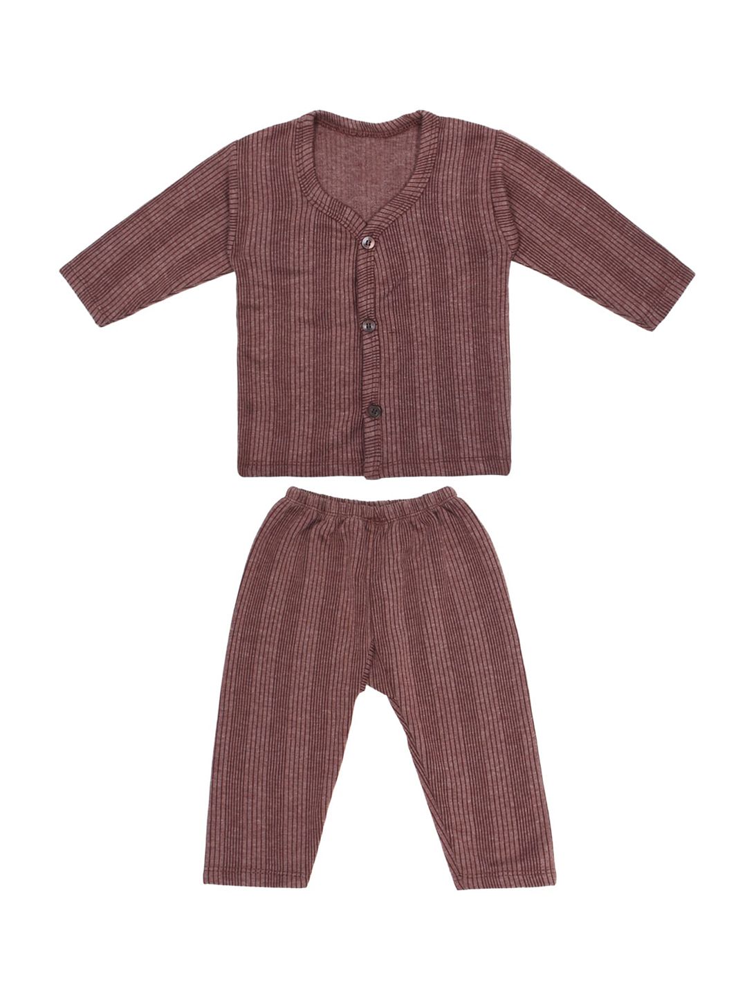 Superminis Infant Kids Brown Striped Cotton Thermal Set