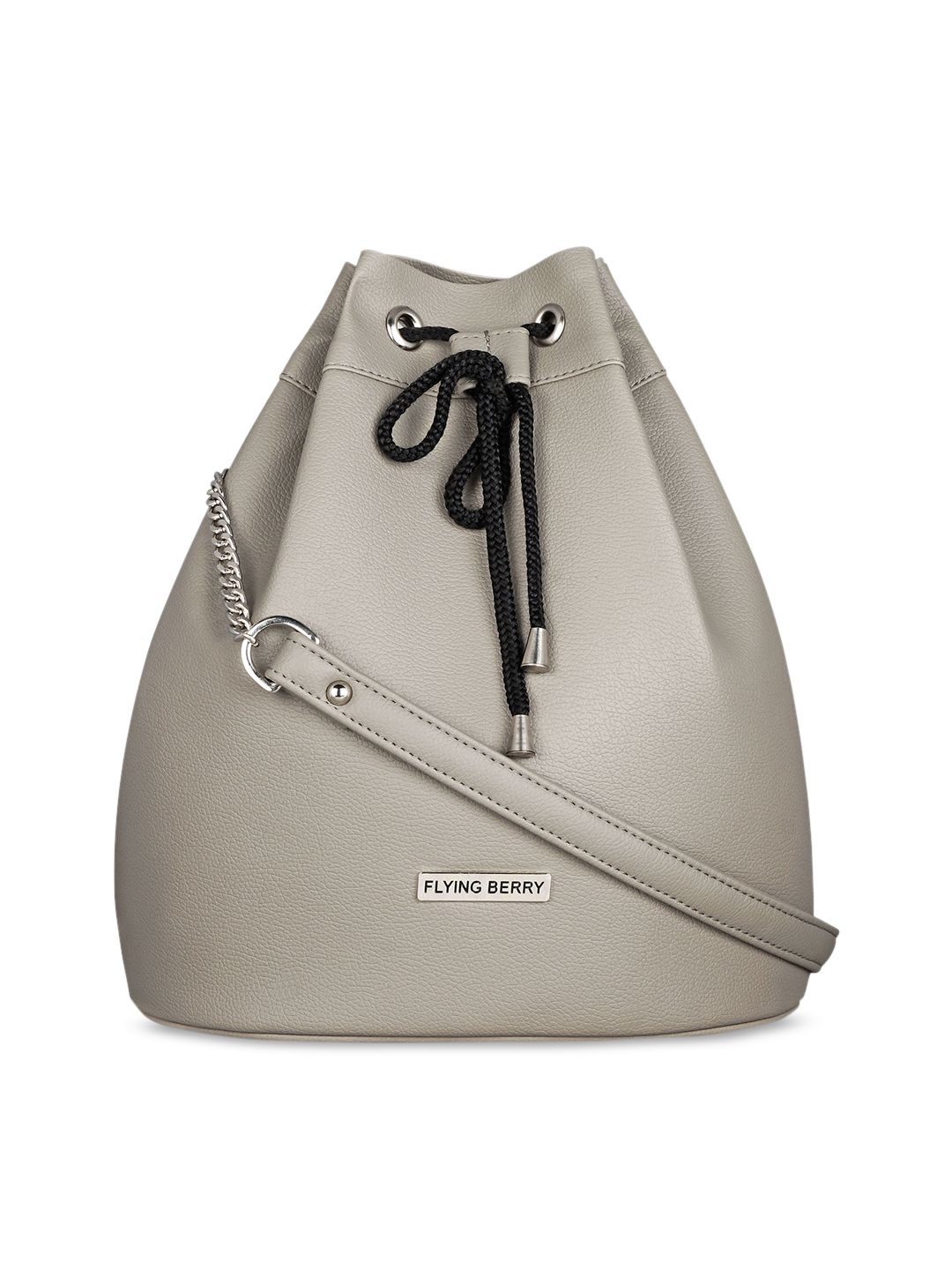 FLYING BERRY Grey PU Bucket Sling Bag with Tasselled