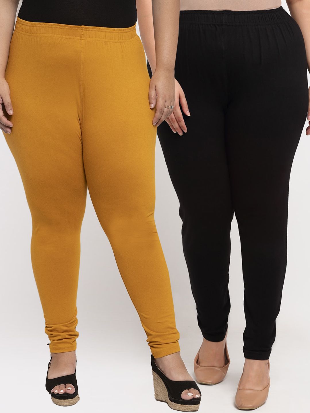 TAG 7 PLUS Women Pack Of 2 Solid Plus Size Ankle-Length Leggings