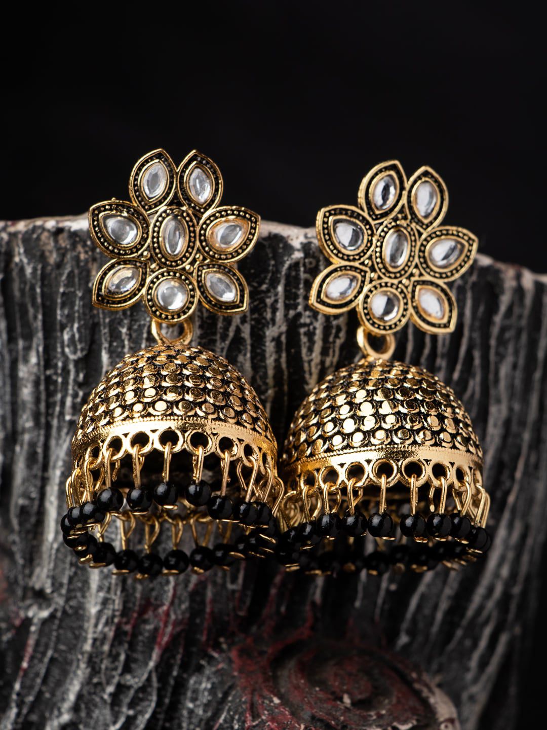 MORKANTH JEWELLERY Black Contemporary Jhumkas Earrings