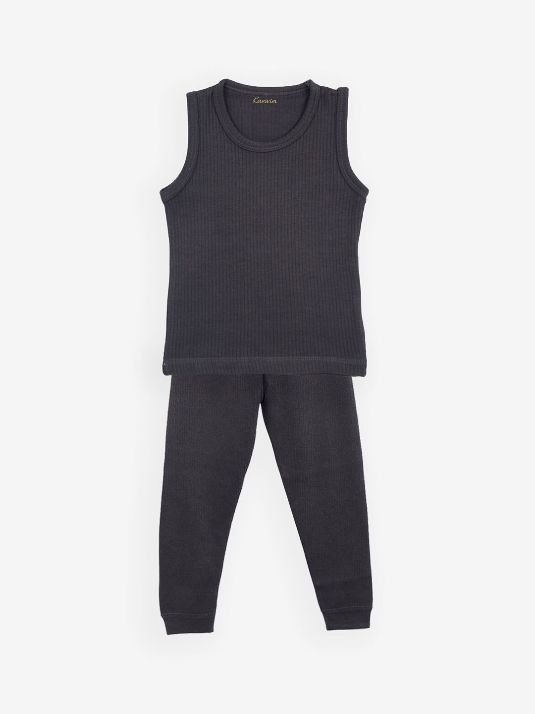 Kanvin Boys Charcoal Grey Solid Thermal Set
