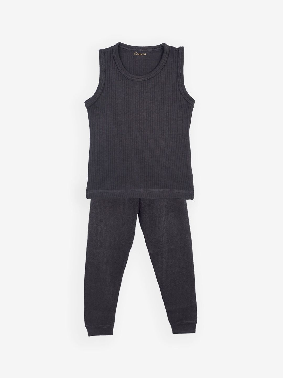 Kanvin Boys Charcoal Grey Solid Thermal Set