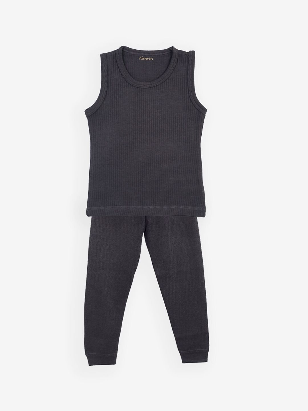 Kanvin Boys Charcoal Grey Ribbed Thermal Set