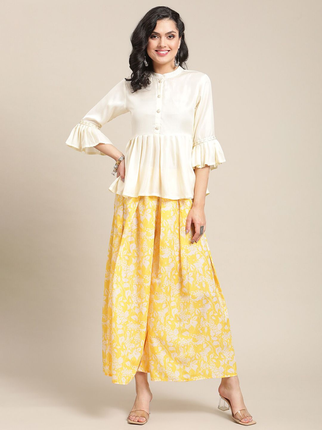 Varanga Women Cream Solid Empire Tunic