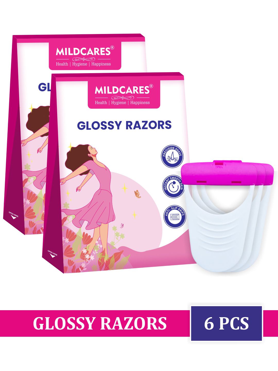 GYNOCUP Women Set of 6 Glossy Painless Facial Hair Removal Face Razor