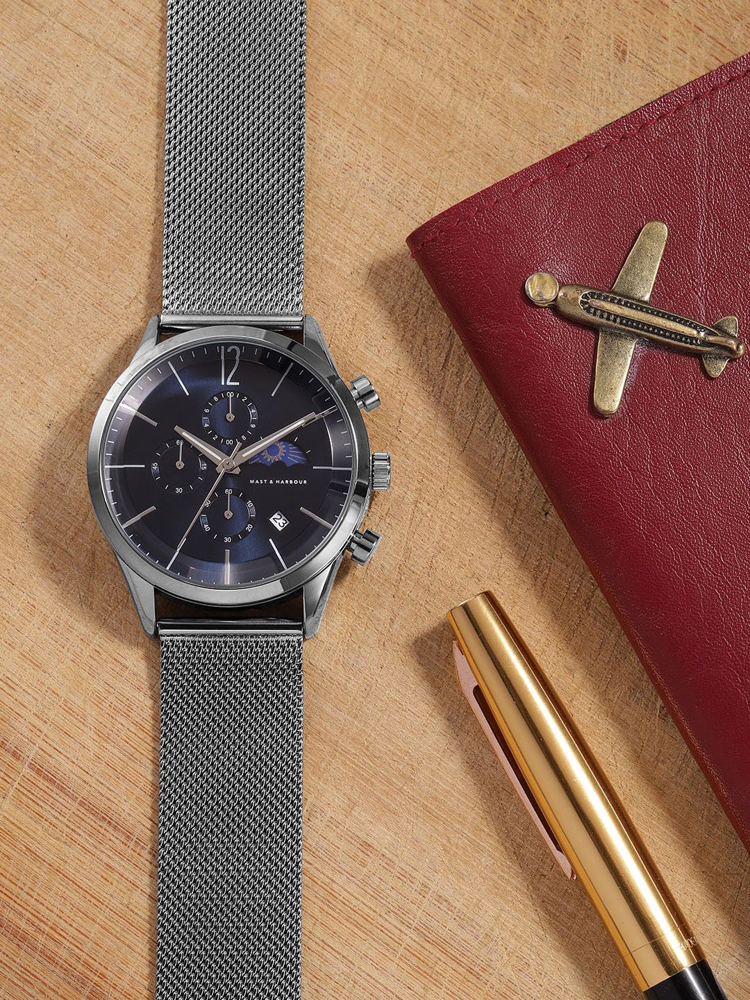 Buy Mast & Harbour Unisex Navy Blue Dial & Bracelet Straps Analogue Watch MFB PN DK2865 -  - Accessories for Unisex