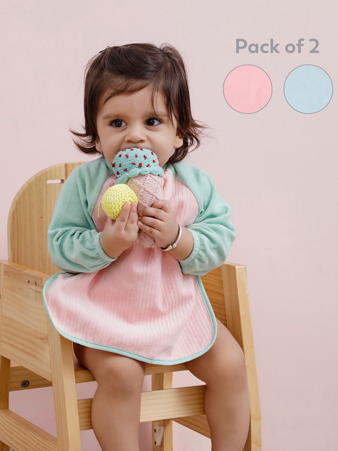 Buy MiArcus Cotton Full Sleeve Water Resistant Coverall Feeding Bibs With Velcro Closure 2 Pk -  - Accessories for Unisex Kids
