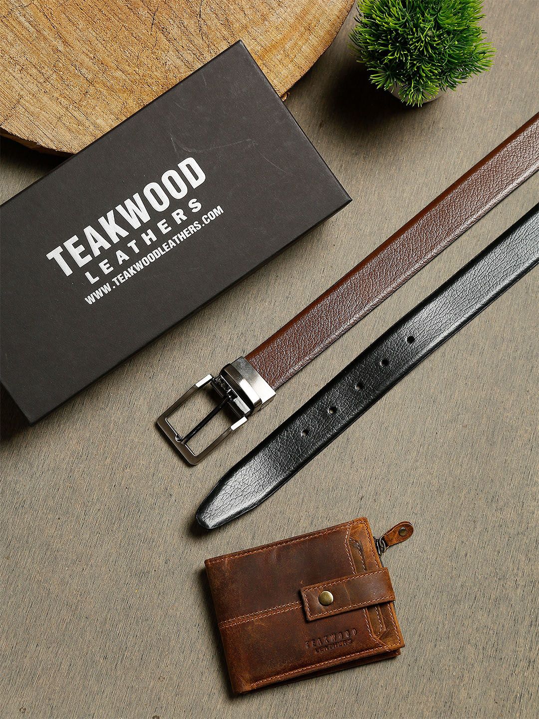 Teakwood Leathers Men Brown Leather Accessory Gift Set