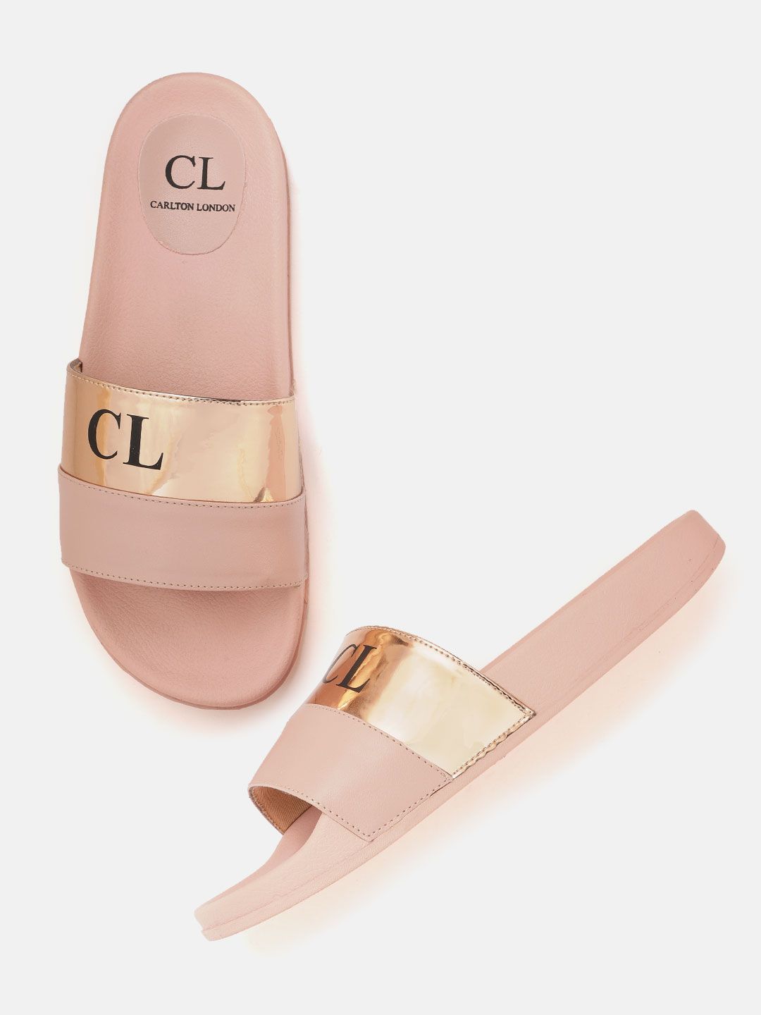 Carlton London Women Pink Colourblocked Open Toe Flats