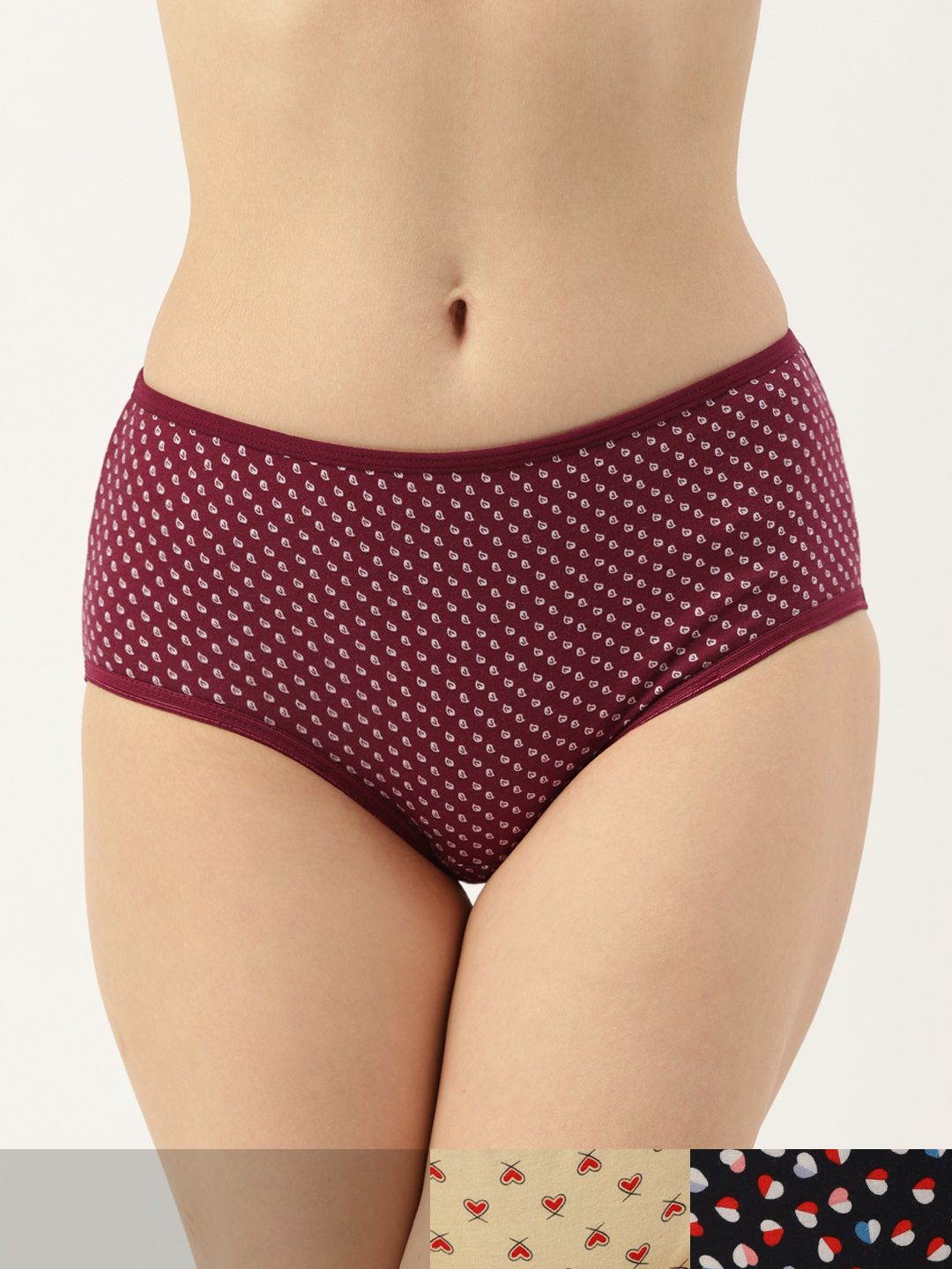 Buy Leading Lady Women Pack Of 3 Printed High Rise Full Hipster Briefs FB 7002 3 -  - Apparel for Women