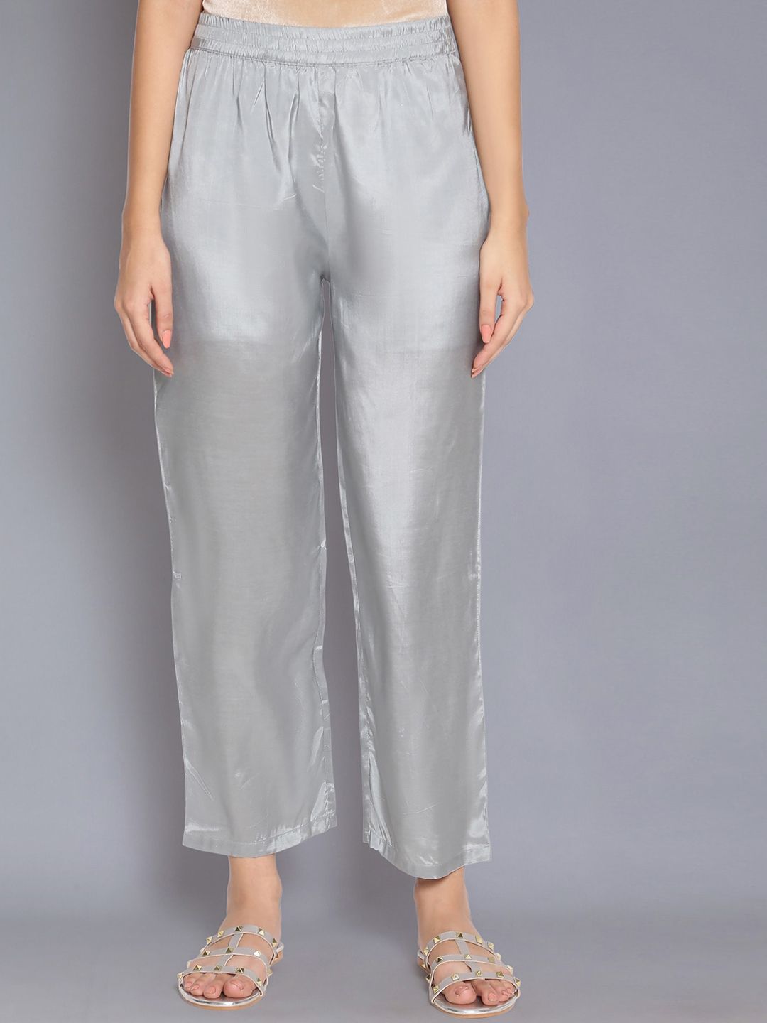 WISHFUL Women Grey Parallel Trousers