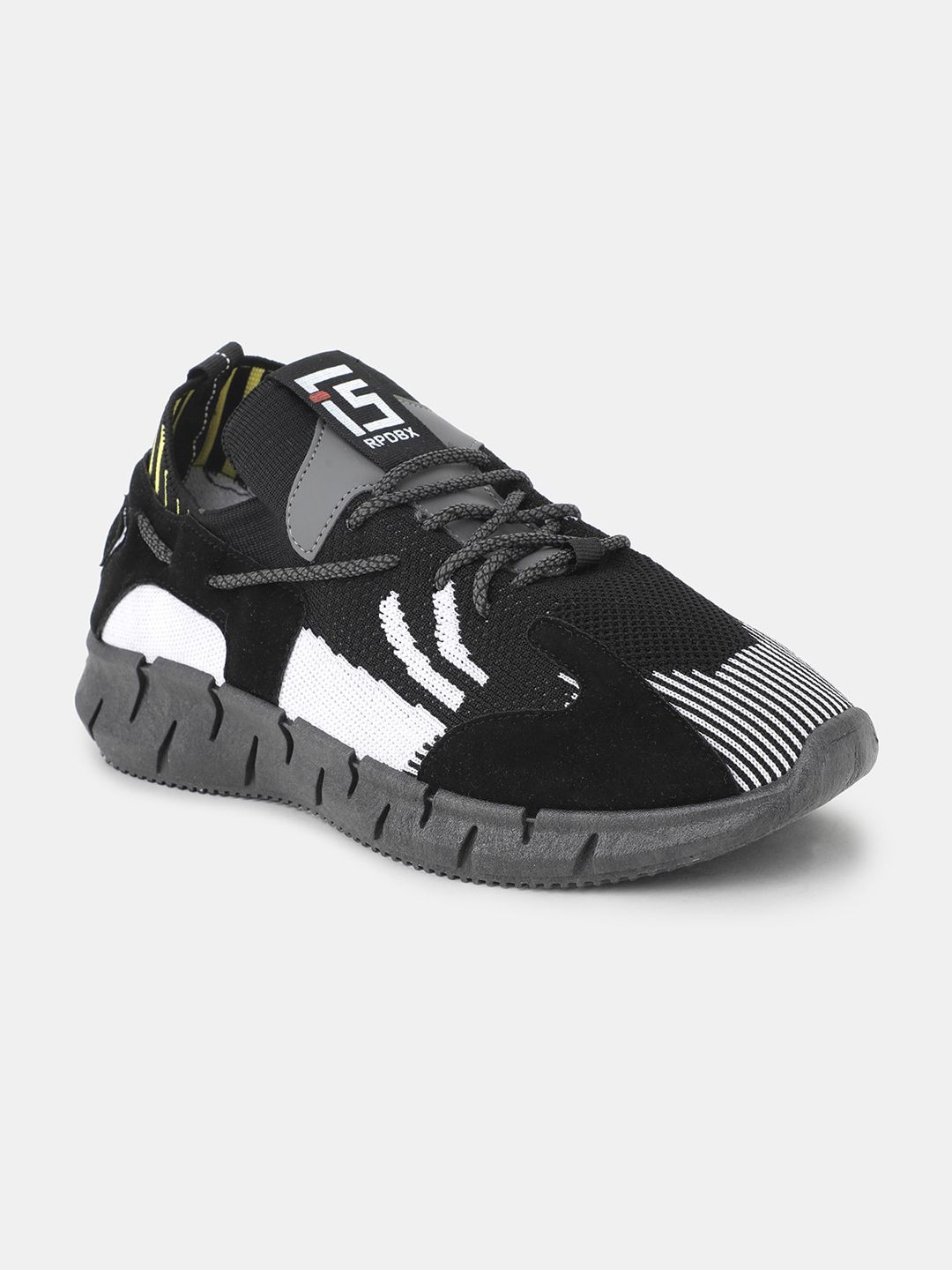 RapidBox Men Black Woven Design Sneakers