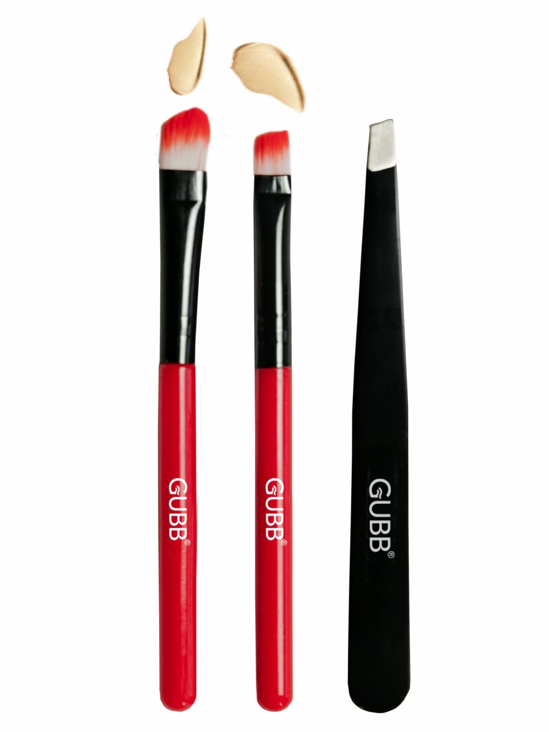 GUBB Red & Black Set Of 2 Eyeshadow Makeup Brush With Slant Tweezer