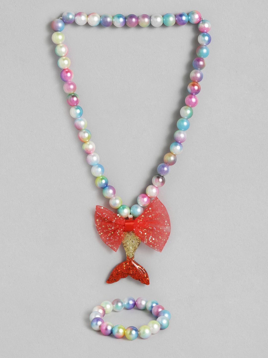 EL REGALO Girls Multicoloured Beaded Mermaid Jewellery Set