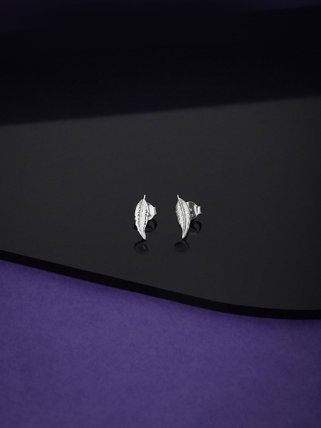 VANBELLE 925 Sterling Silver Leaf Shaped Studs Earrings