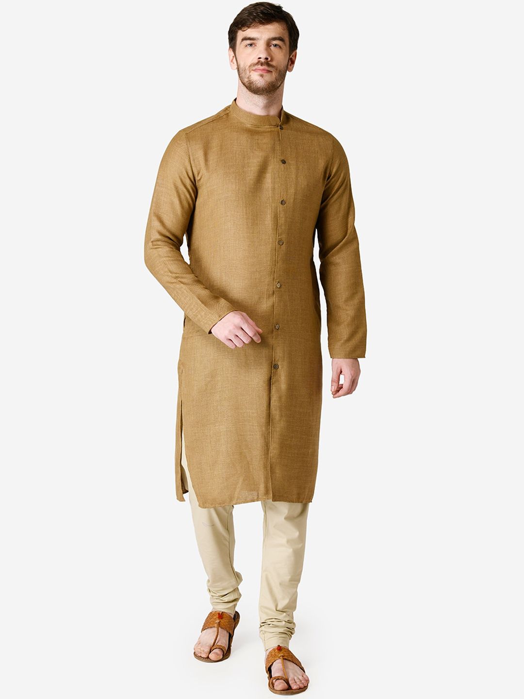 TABARD Men Brown Solid Cotton Kurta