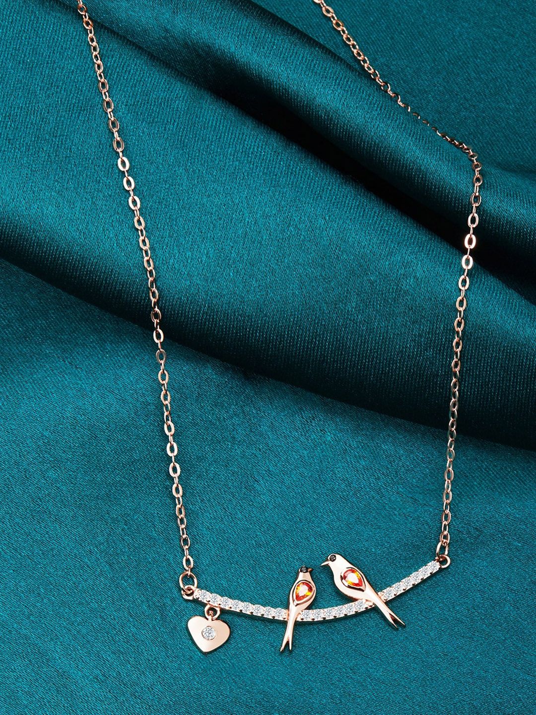 GIVA 925 Silver Rose Gold Love Bird Necklace