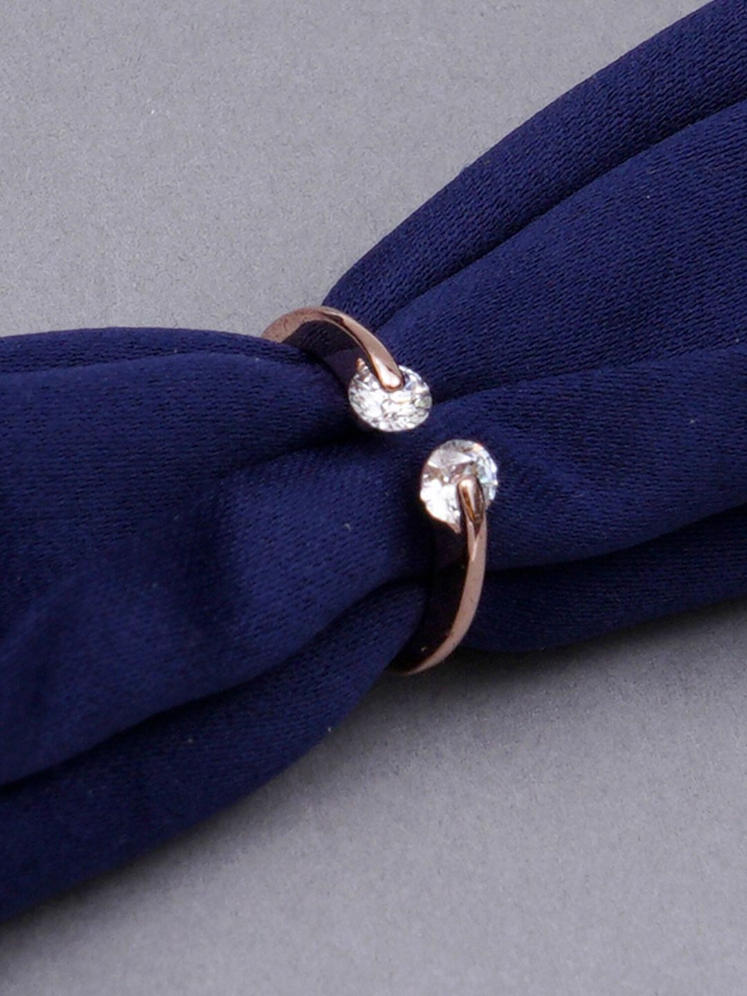 KARATCART Rose Gold-Plated American Diamond Studded Ring
