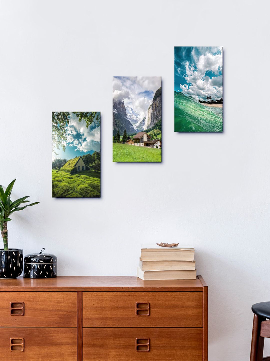 999Store MDF 3 Piece Wall Rectangle Paintings Wall Art -15 x 8 In