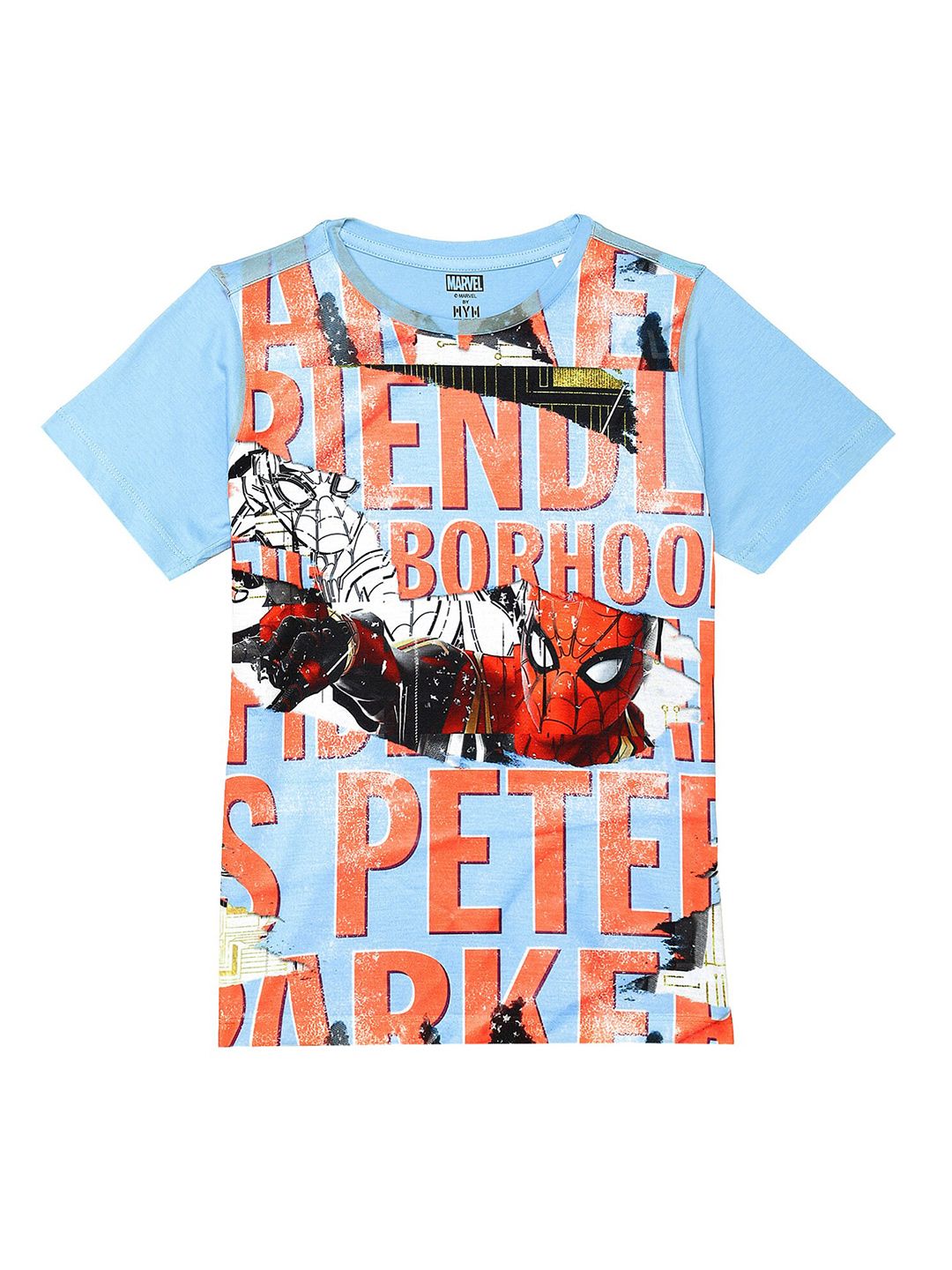 Marvel by Wear Your Mind Boys Blue Spiderman Printed Extended Sleeves T-shirt