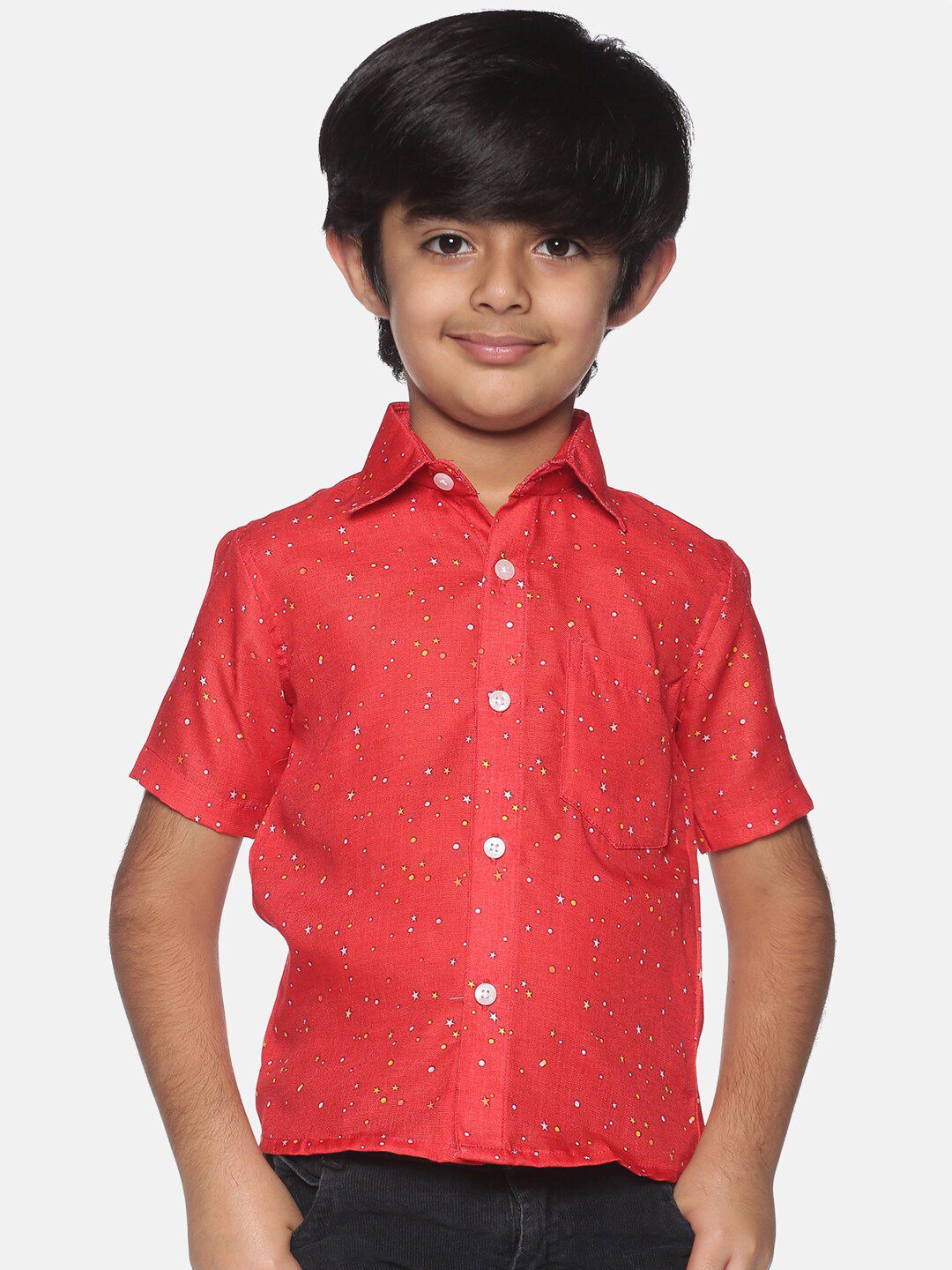 Sethukrishna Boys Red & Yellow Printed Casual Shirt