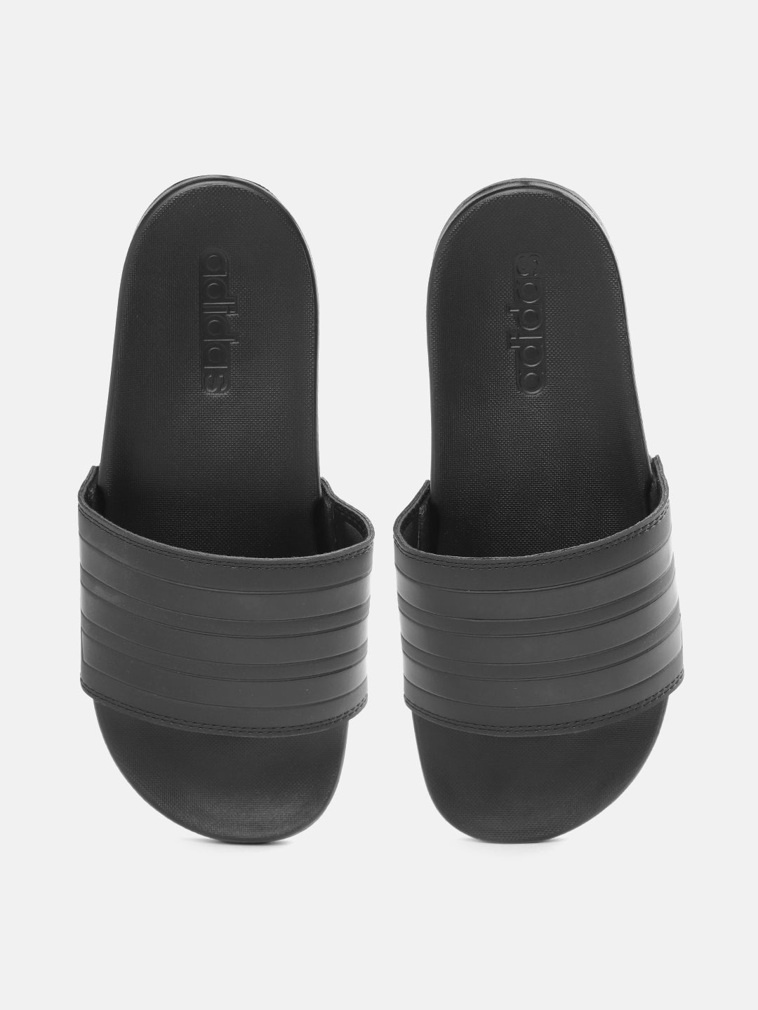 ADIDAS Unisex Black Striped Adilette Comfort Sliders