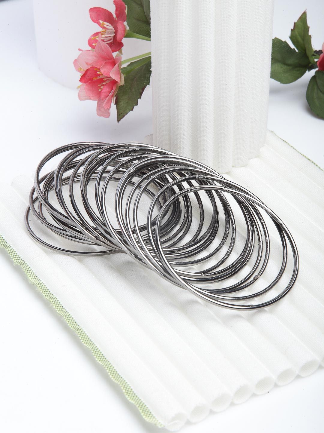 Buy ZENEME Set Of 24 Oxidised Silver Plated Black Alloy Bangles -  - Accessories for Women