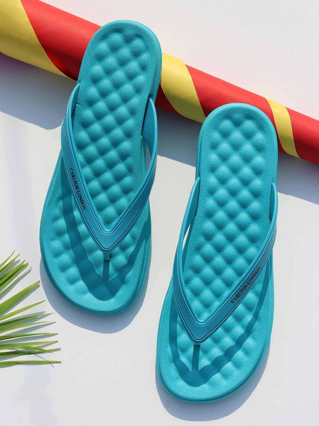 Carlton London Women Green Rubber Thong Flip-Flops