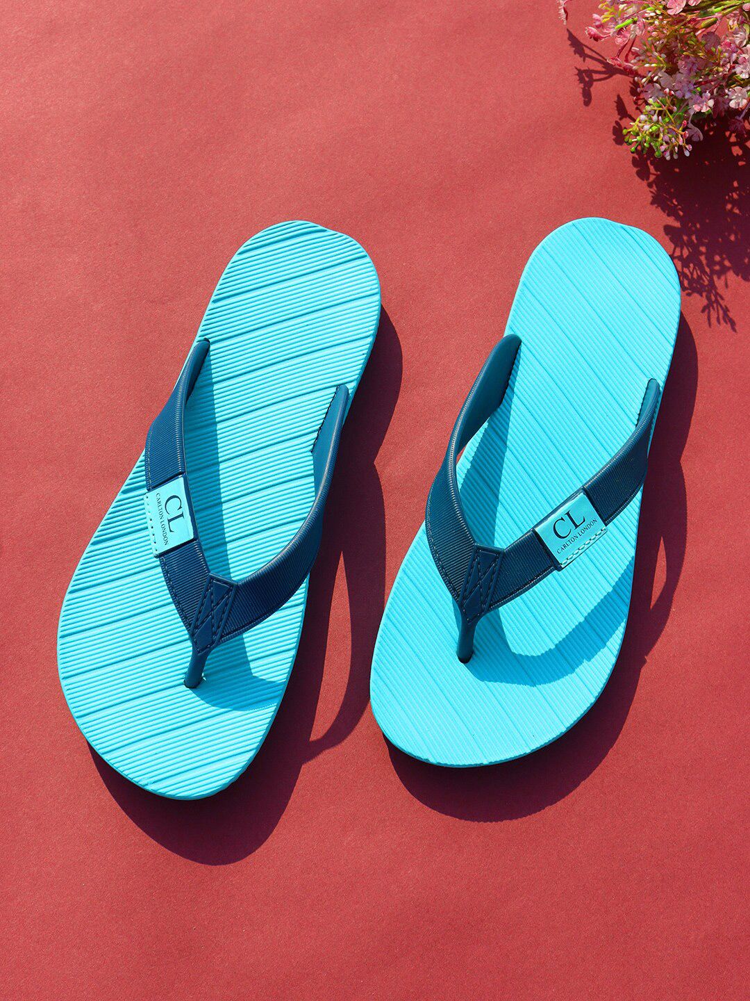 Carlton London Women Green & Blue Rubber Thong Flip-Flops